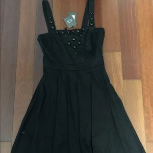 Armani Exchange Black Stud Sleeveless Flared Dress